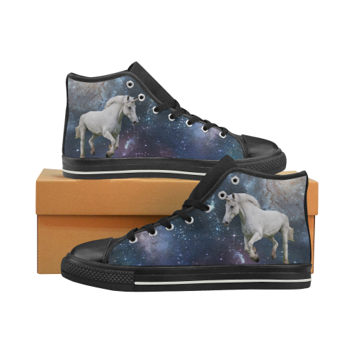 Unicorn and Space Women's Classic High Top Canvas Shoes (Model 017)