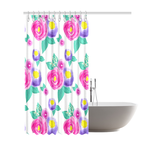 Watercolor Flowers Shower Curtain 69"x84"