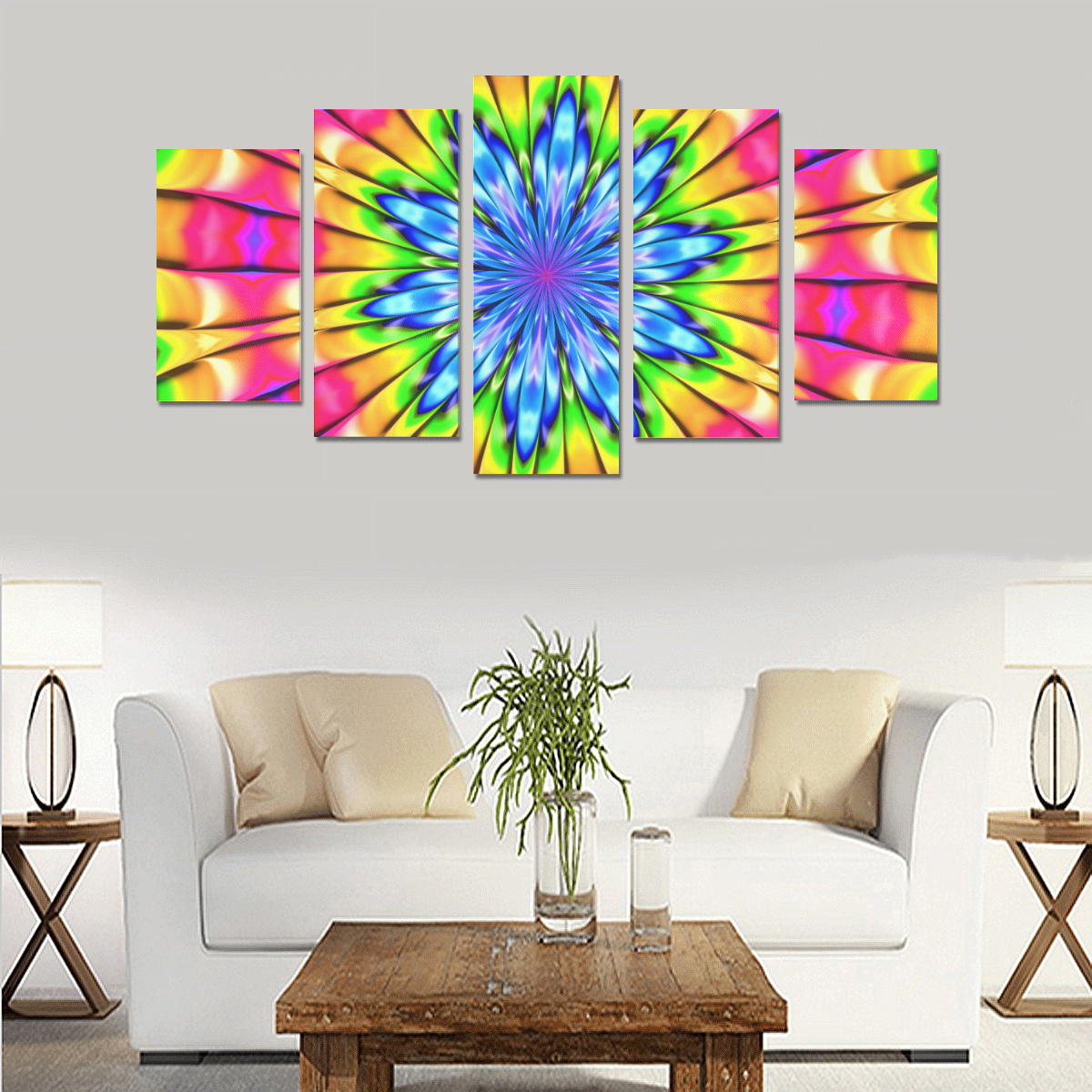 Spring Flowers Awakening Fractal Abstract Canvas Print Sets A (No Frame)