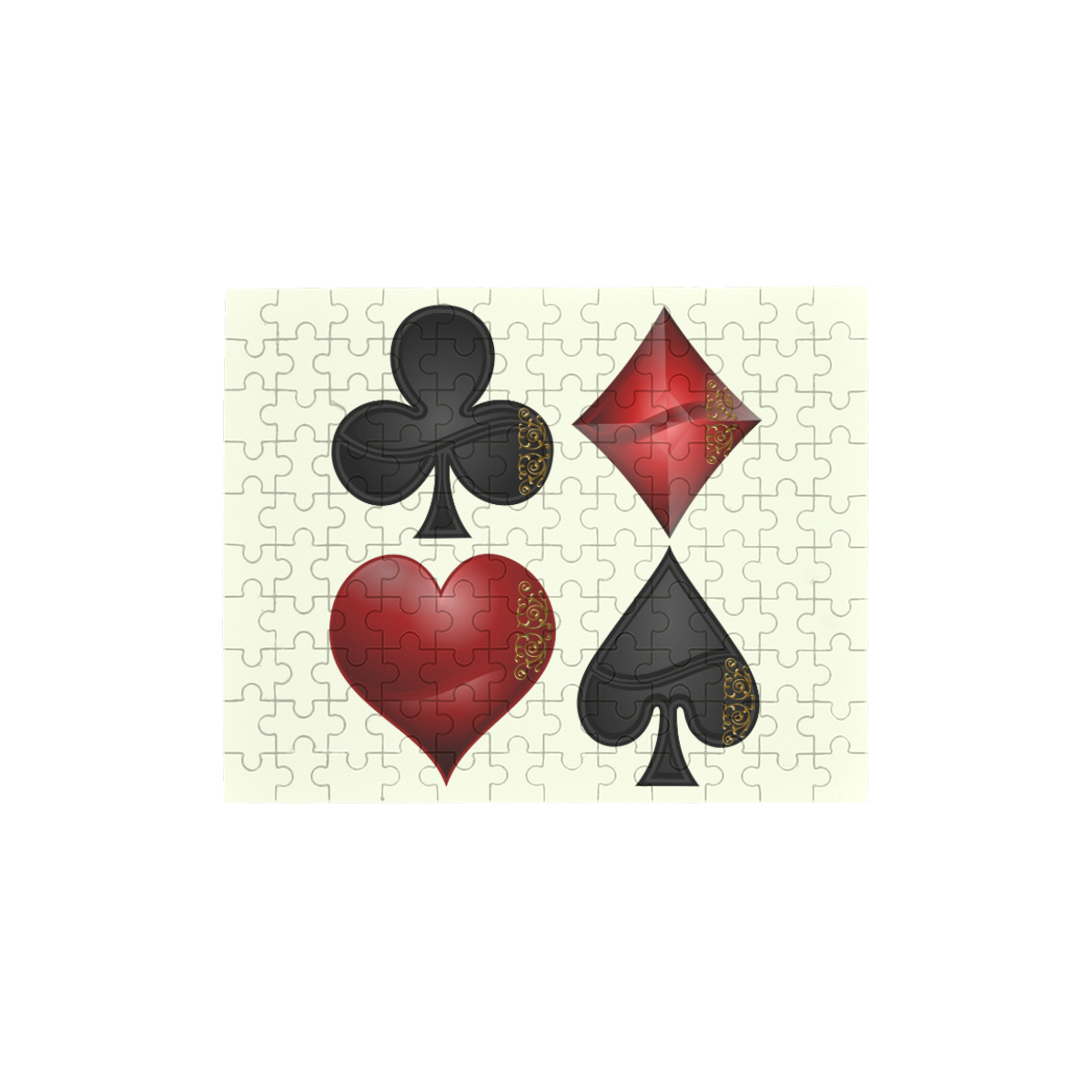 Las Vegas Black and Red Casino Poker Card Shapes 120-Piece Wooden Photo Puzzles
