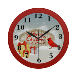 Merry Christmas Cardinal Circular Plastic Wall clock