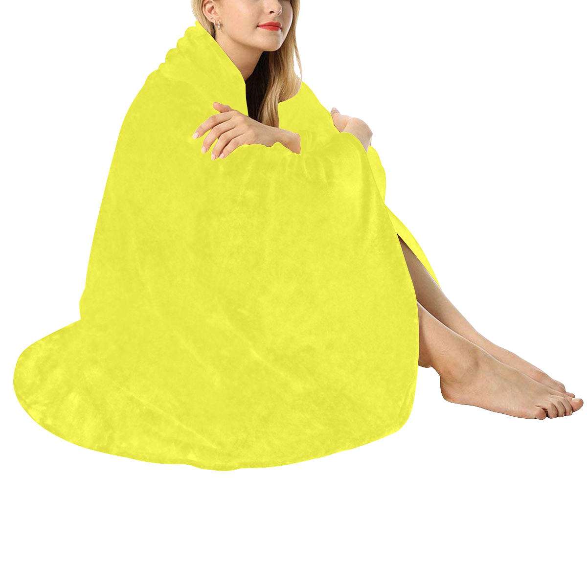 color maximum yellow Circular Ultra-Soft Micro Fleece Blanket 60"