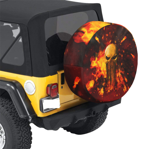 Amazing skull with fire 34 Inch Spare Tire Cover