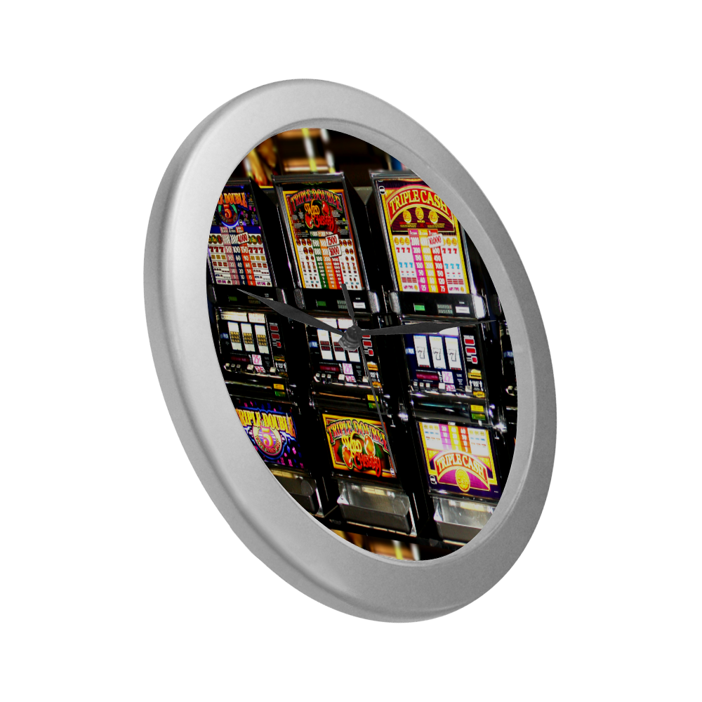 Lucky Slot Machines - Dream Machines Silver Color Wall Clock