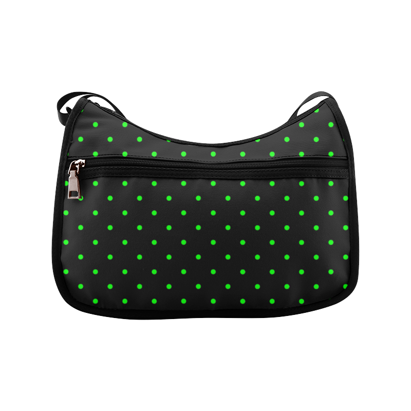 Green Polka Dots on Black Crossbody Bags (Model 1616)