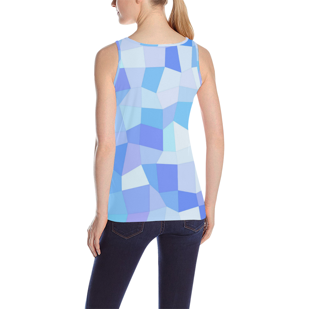 Bright Blues Mosaic All Over Print Tank Top for Women (Model T43)