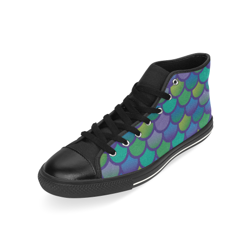 Mermaid SCALES multiCOLOR High Top Canvas Shoes for Kid (Model 017)