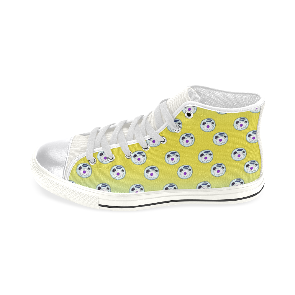 english breakfast yellow pattern mint ombre Women's Classic High Top Canvas Shoes (Model 017)