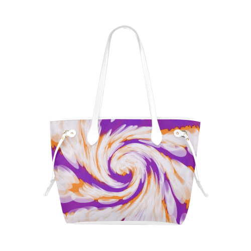 Purple Orange Tie Dye Swirl Abstract Clover Canvas Tote Bag (Model 1661)