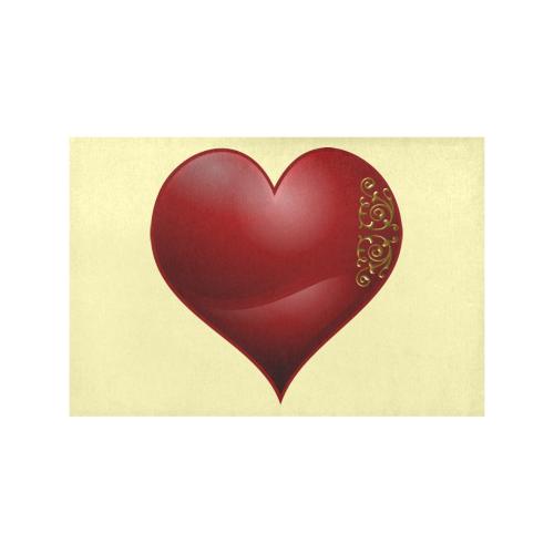Heart  Symbol Las Vegas Playing Card Shape on Yellow Placemat 12’’ x 18’’ (Set of 2)
