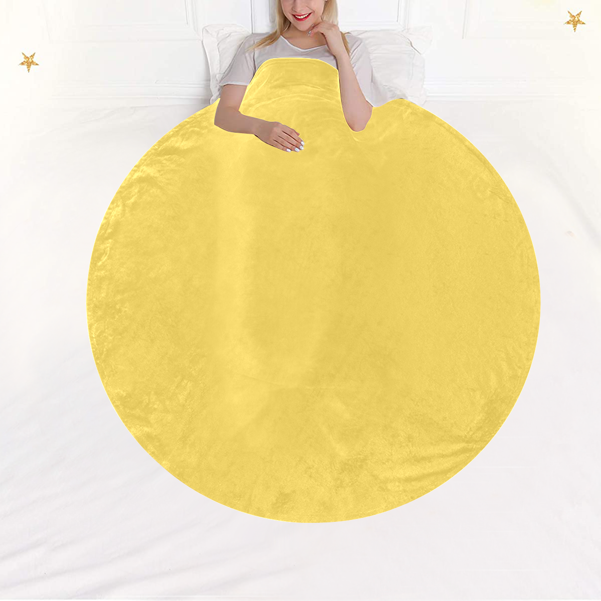 color mustard Circular Ultra-Soft Micro Fleece Blanket 60"