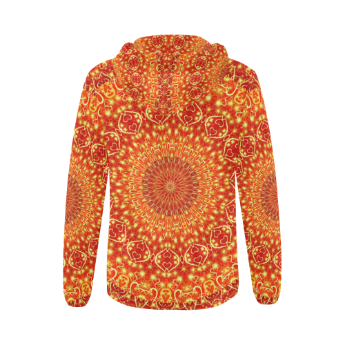 Love and Romance Golden Bohemian Hearts All Over Print Full Zip Hoodie for Women (Model H14)