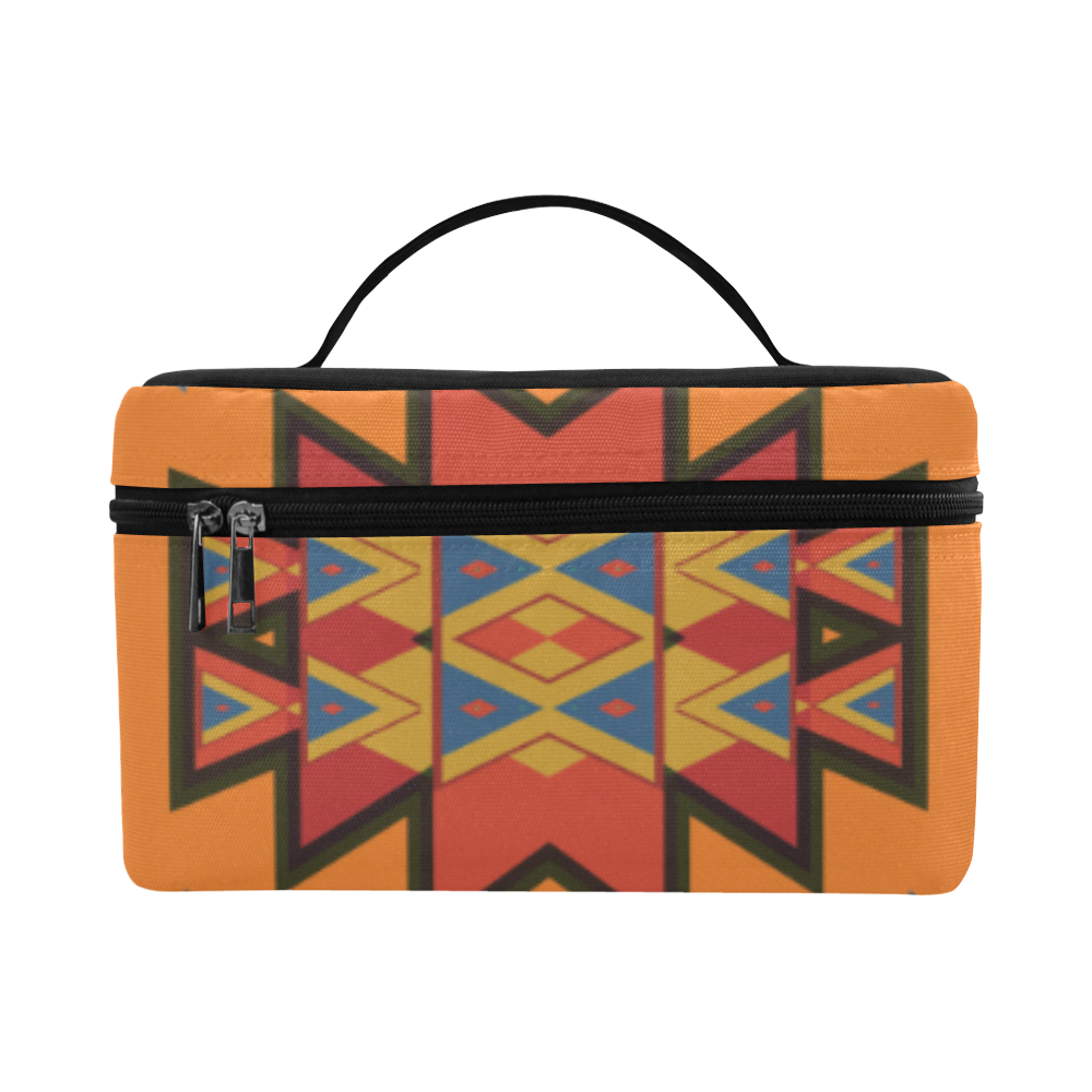 Misc shapes on an orange background Cosmetic Bag/Large (Model 1658)