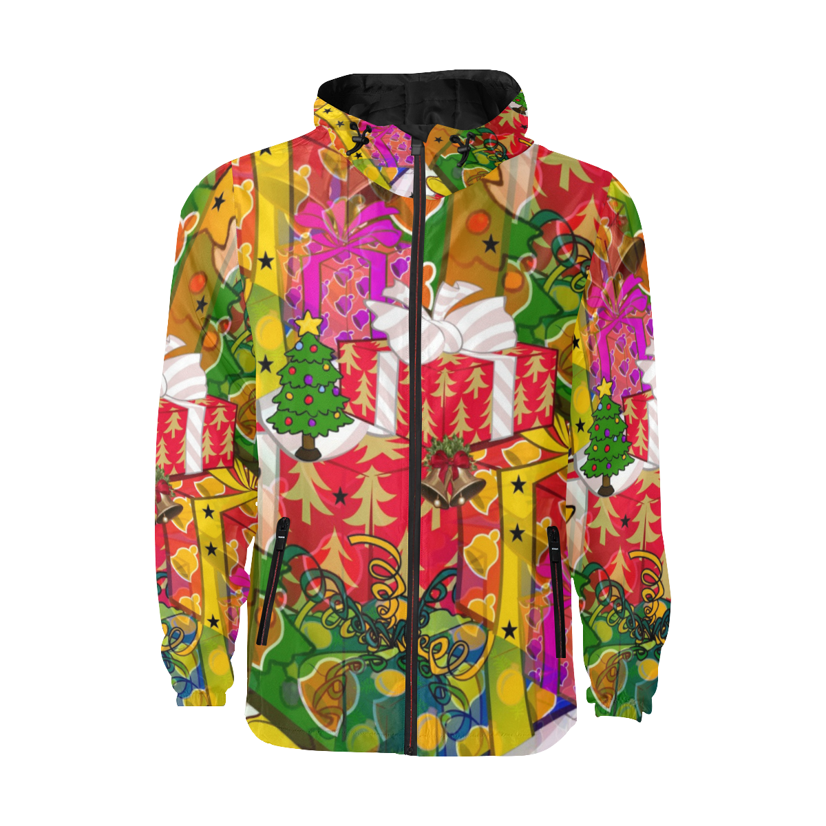 Present by Nico Bielow All Over Print Quilted Windbreaker for Men (Model H35)