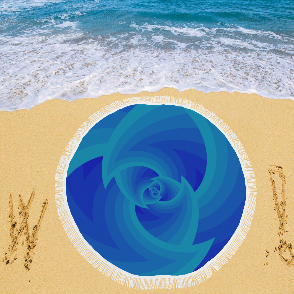 Royal blue wave Circular Beach Shawl 59"x 59"