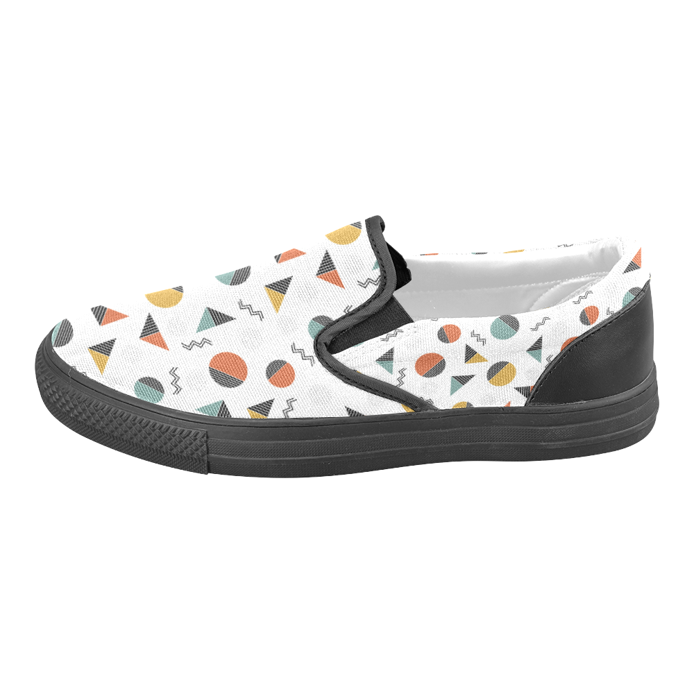 Geo Cutting Shapes Women's Unusual Slip-on Canvas Shoes (Model 019)