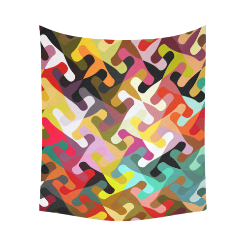 Colorful shapes Cotton Linen Wall Tapestry 60"x 51"