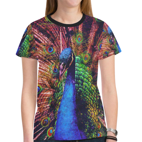 Impressionist Peacock New All Over Print T-shirt for Women (Model T45)