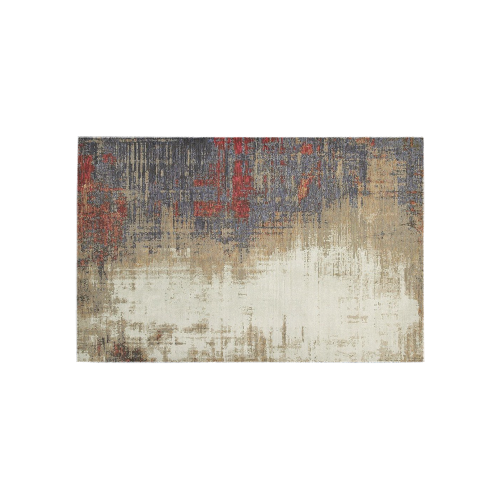 Ayumi Ivory, Cobalt, Crimson Abstract Area Rug 5'x3'3''