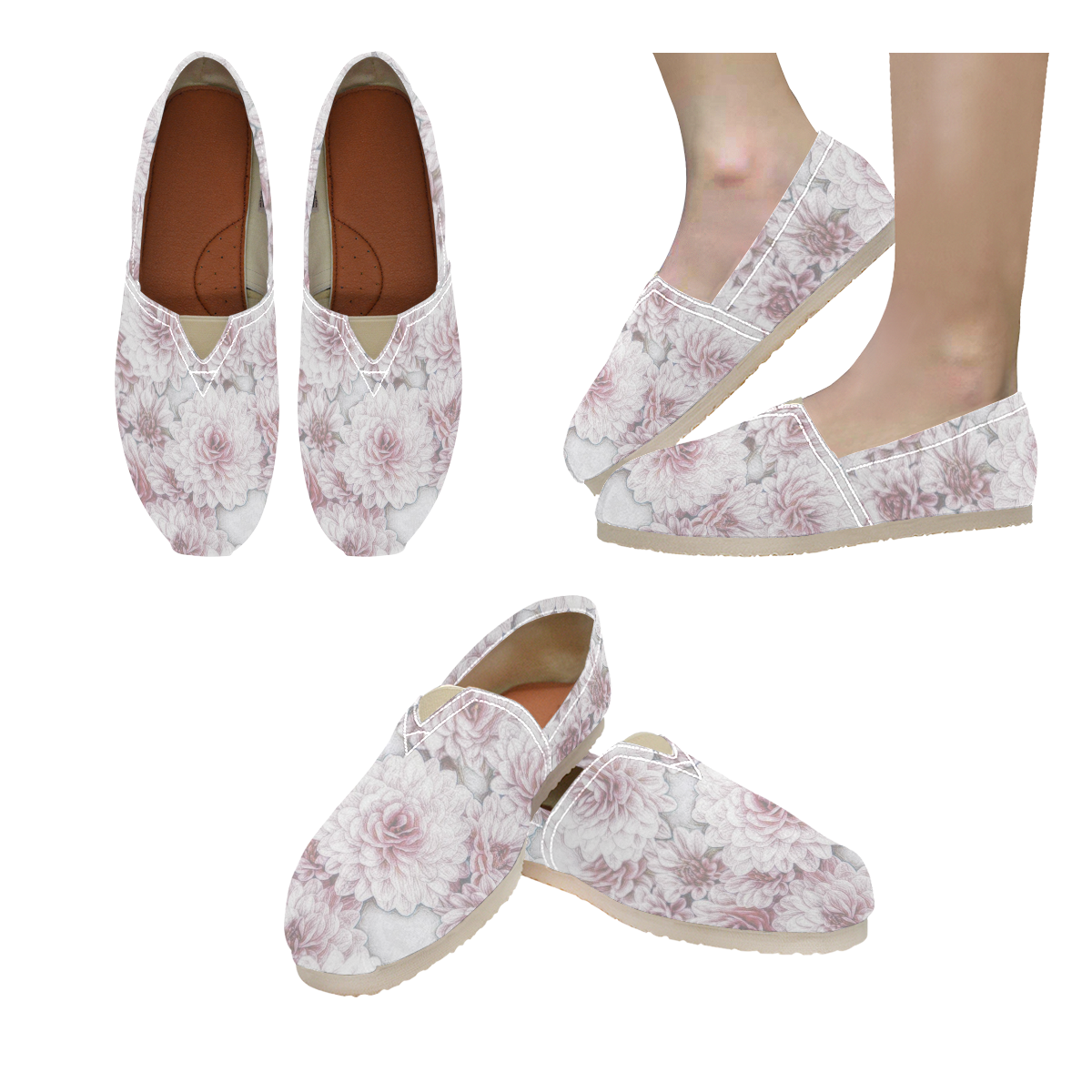 Delicate floral 318 by JamColors Women's Classic Canvas Slip-On (Model 1206)