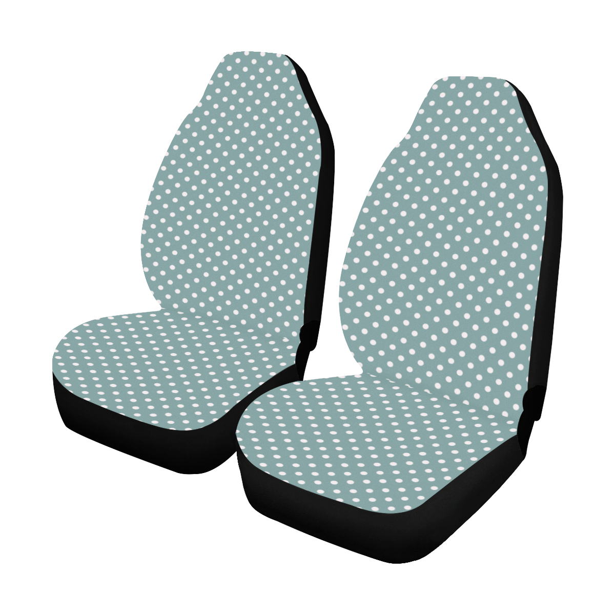 Silver blue polka dots Car Seat Covers (Set of 2)