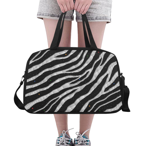 Ripped SpaceTime Stripes - White Fitness Handbag (Model 1671)
