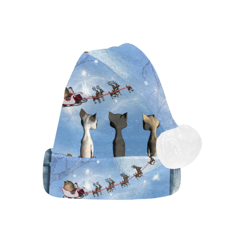 Christmas, cute cats and Santa Claus Santa Hat