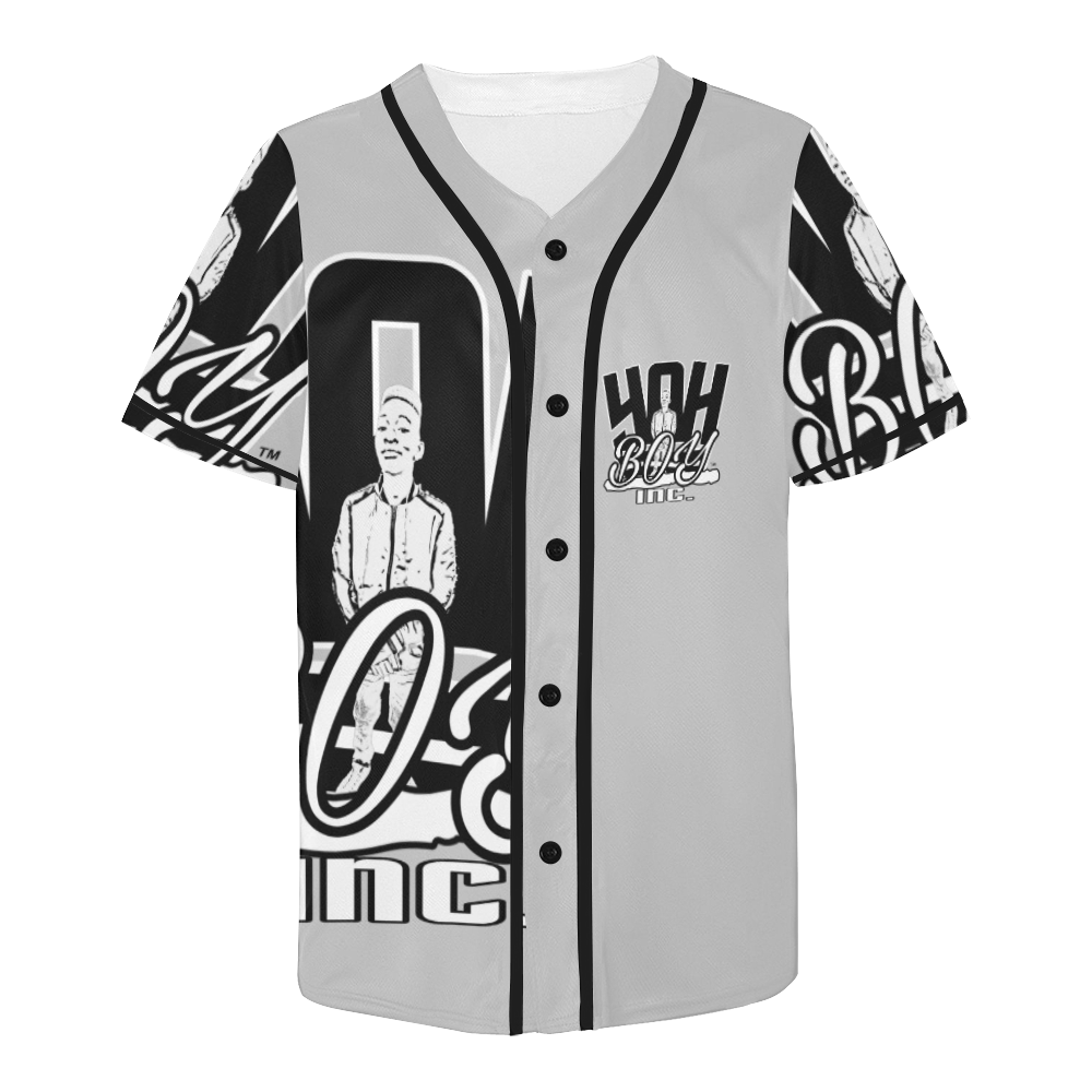 YAHBOY INC Gray All Over Print Baseball Jersey for Men (Model T50)
