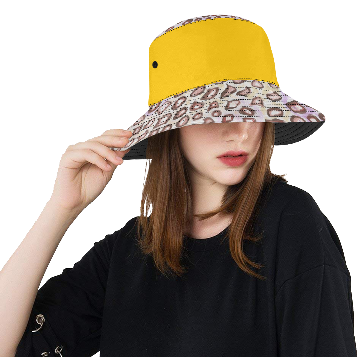 Leopard Print Art and Yellow Hat All Over Print Bucket Hat