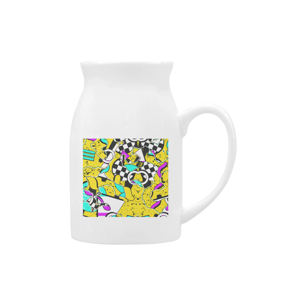 Shapes on a yellow background Milk Cup (Large) 450ml
