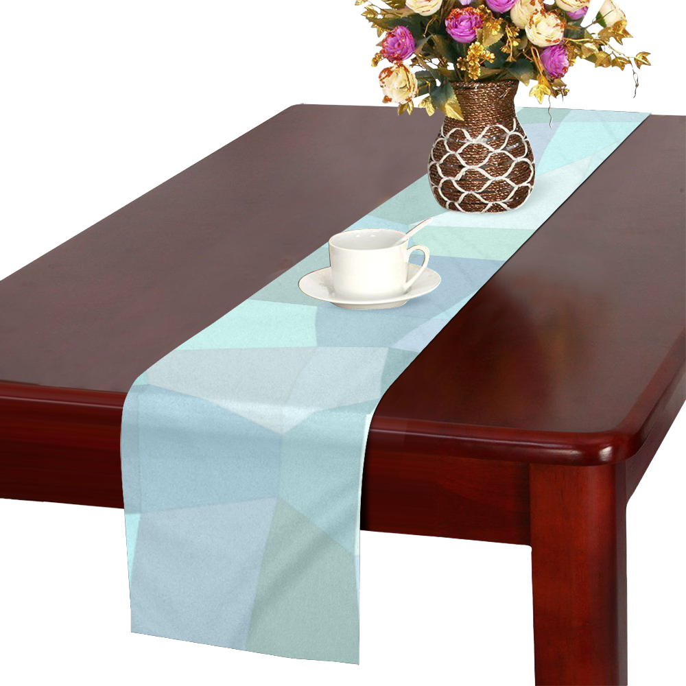 Pastel Blues Mosaic Table Runner 14x72 inch