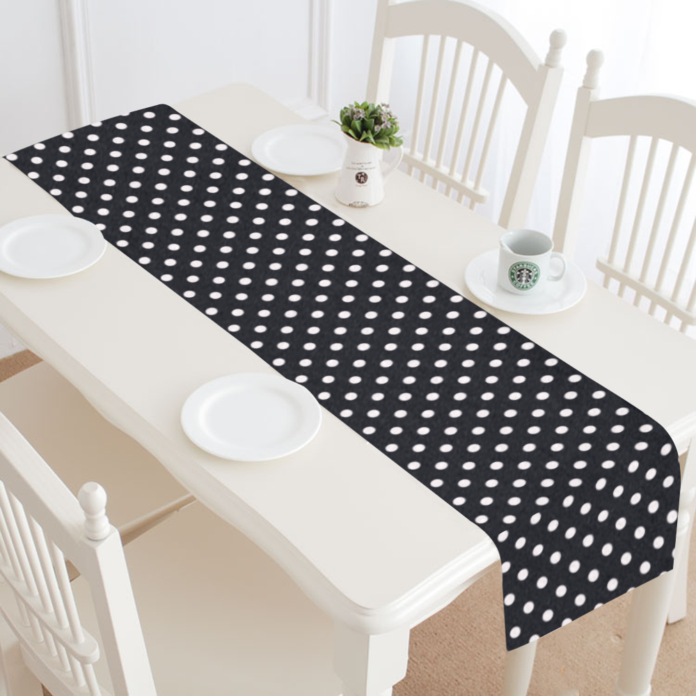 Black polka dots Table Runner 14x72 inch