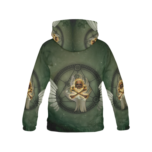 Skull in a hand All Over Print Hoodie for Women (USA Size) (Model H13)