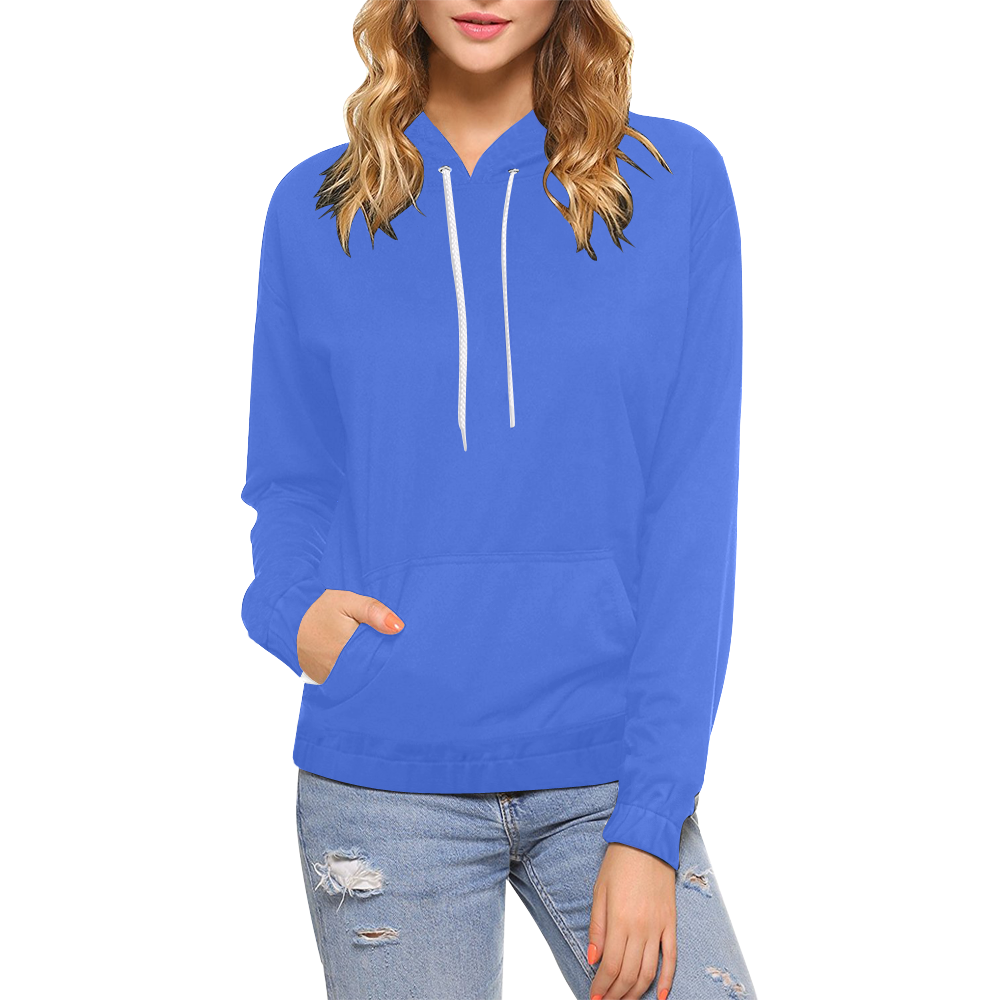 color royal blue All Over Print Hoodie for Women (USA Size) (Model H13)