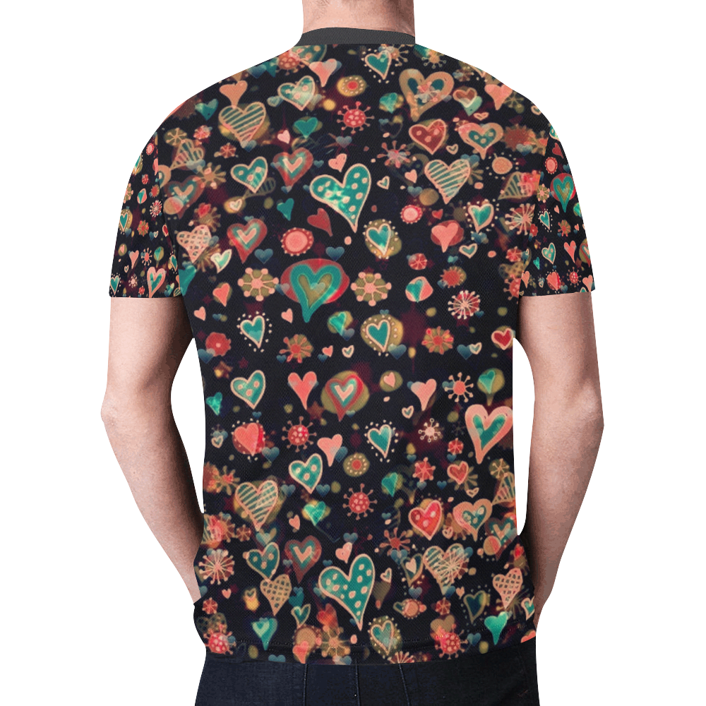 Great Love Pattern by K.Merske New All Over Print T-shirt for Men (Model T45)