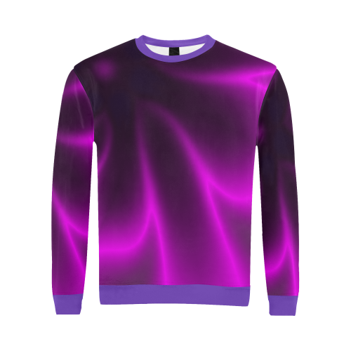 Purple Blossom All Over Print Crewneck Sweatshirt for Men (Model H18)