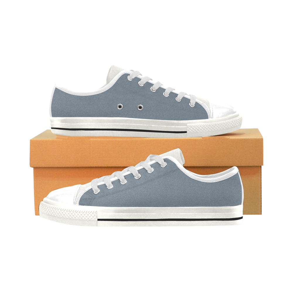 color slate grey Low Top Canvas Shoes for Kid (Model 018)