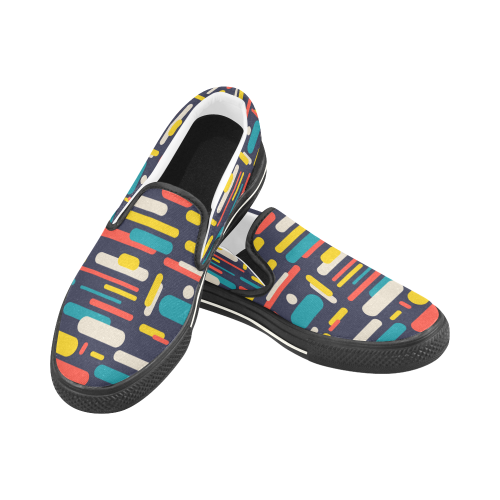 Colorful Rectangles Women's Slip-on Canvas Shoes/Large Size (Model 019)