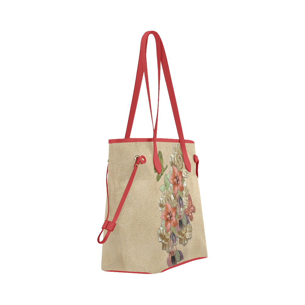 Leather craft flowers Clover Canvas Tote Bag (Model 1661)
