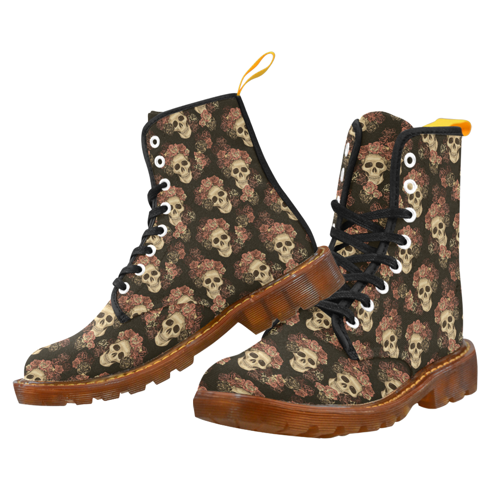 Skull and Rose Pattern Martin Boots For Women Model 1203H