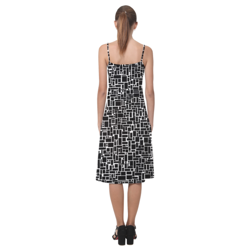 BLACK AND WHITE BOX PATTERN Alcestis Slip Dress (Model D05)
