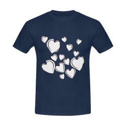 White Hearts Floating Together on Blue Men's T-Shirt in USA Size (Front Printing Only)