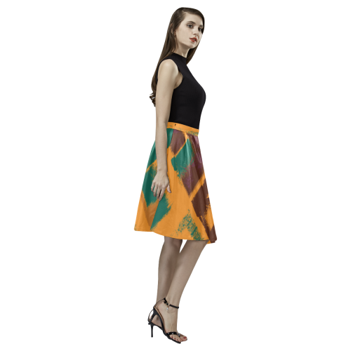 Orange texture Melete Pleated Midi Skirt (Model D15)