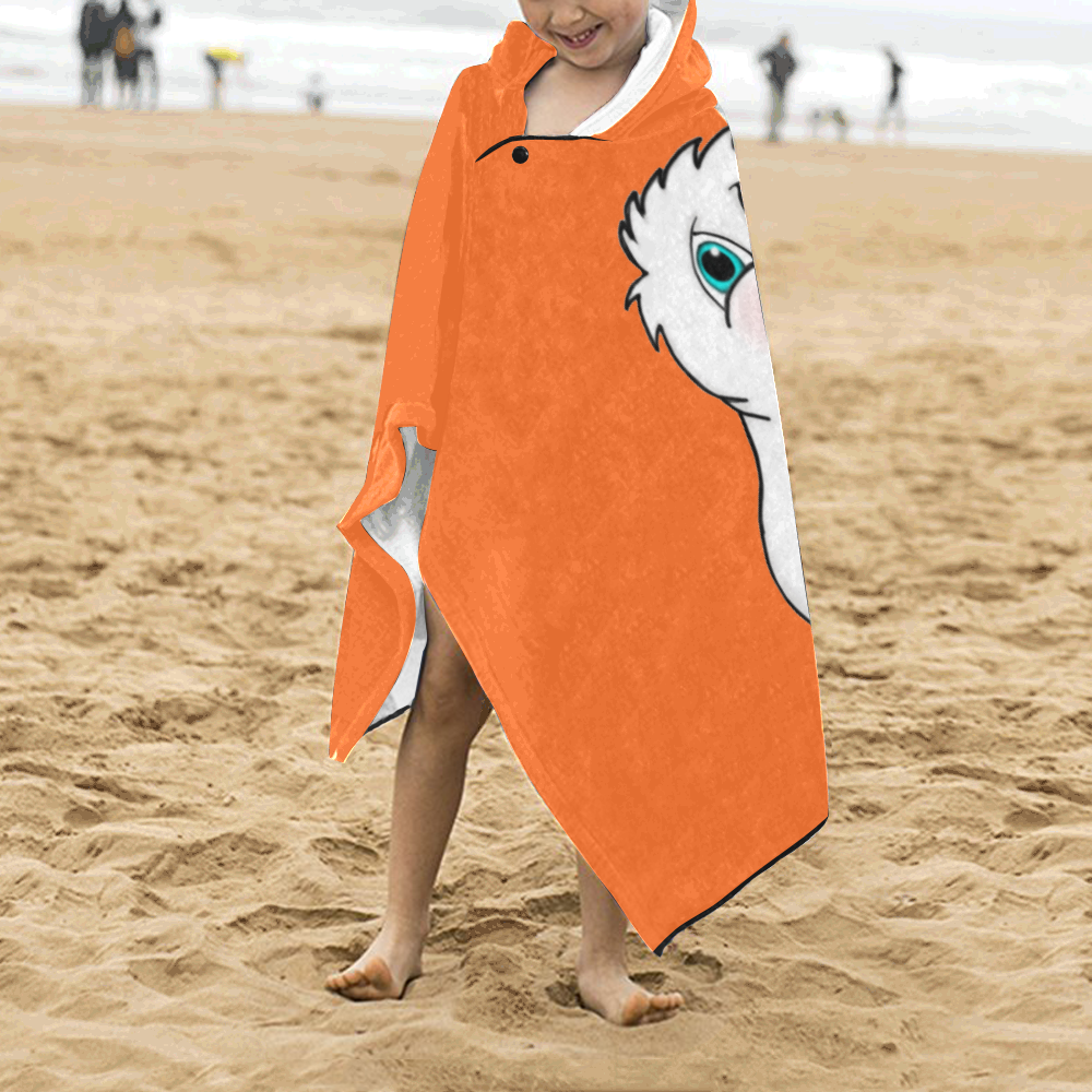 Surprised Seal Orange Kids' Hooded Bath Towels