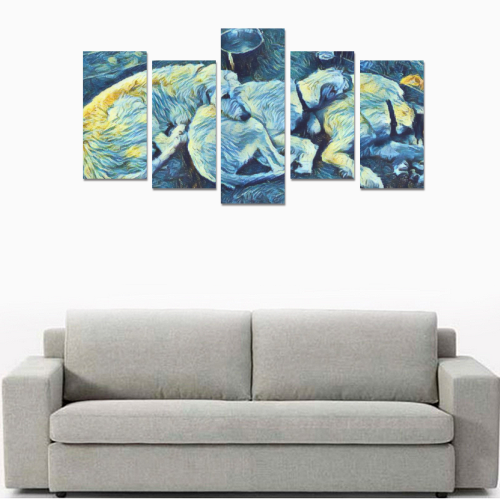 Starry Night Wolfhounds Canvas Print Sets E (No Frame)