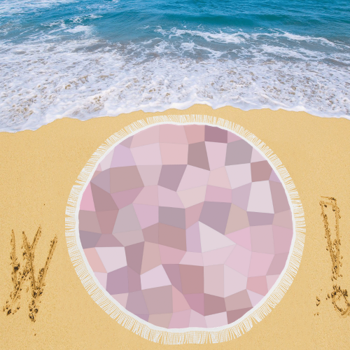 Pastel Pink Mosaic Circular Beach Shawl 59"x 59"