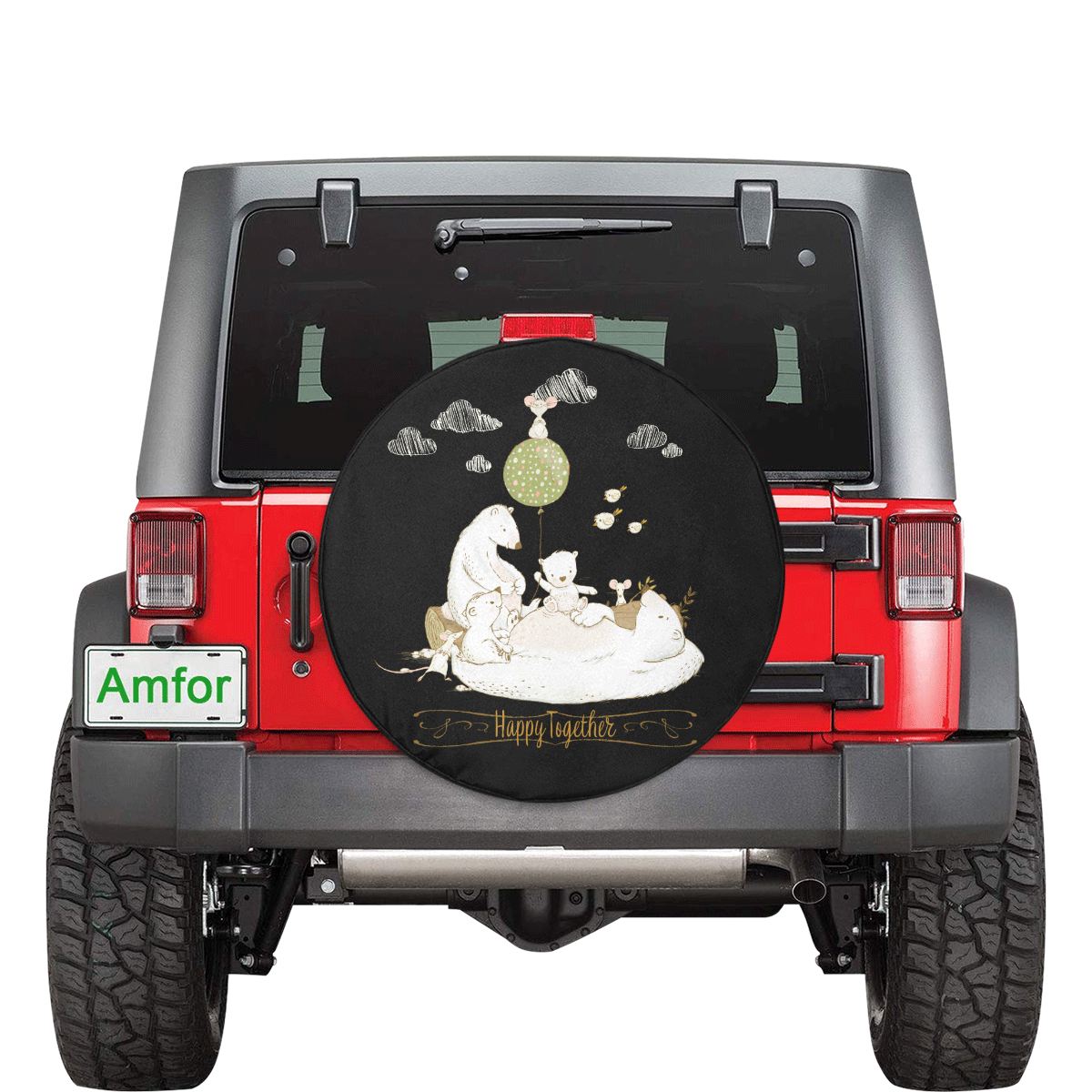 Happy Bear Family 32 Inch Spare Tire Cover