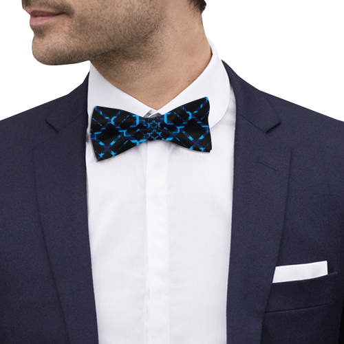 Modern Black and Blue Plaid Pattern Custom Bow Tie