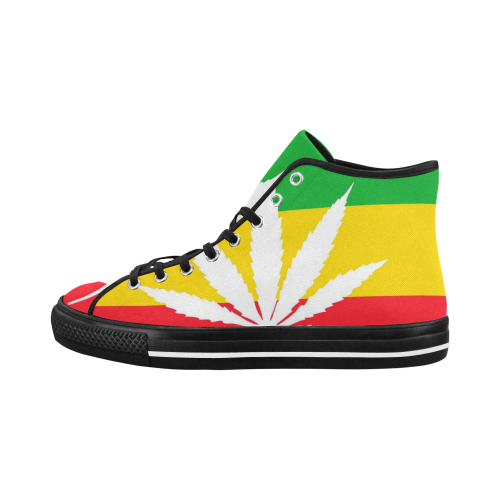 White-cannabis-leaf-red-on-rasta-flag Vancouver H Men's Canvas Shoes/Large (1013-1)