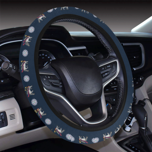 Lamassu and Assyrian Flag Steering Wheel Cover with Elastic Edge